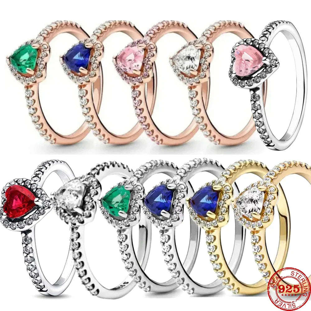 Red White Pink Crystal Rings for Women Luxury Wedding Jewelry Accessories