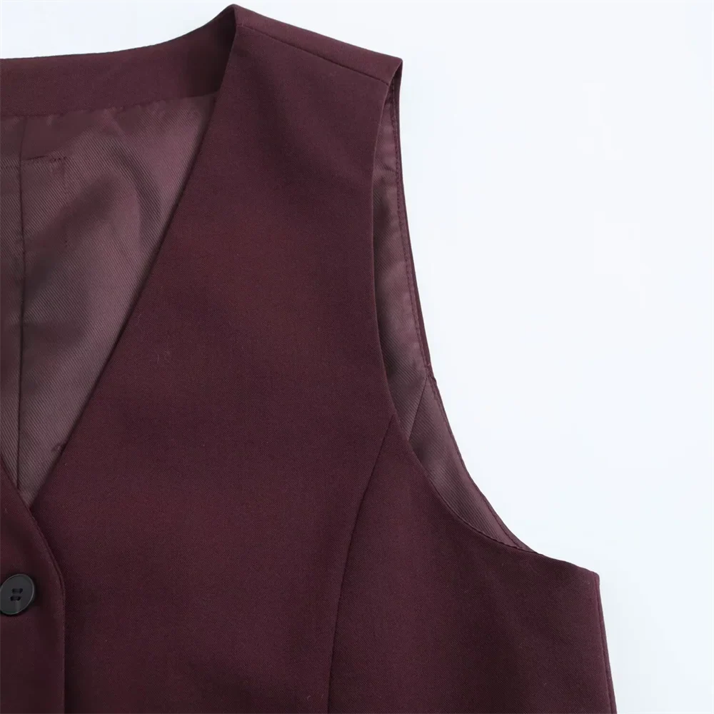 Classic Women's Suit Set Dark Brown Blazer and Tailored Trousers