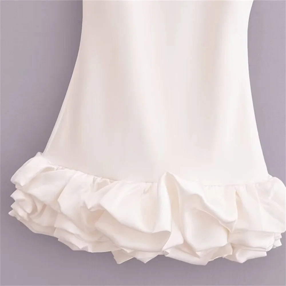 White Sleeveless Mini Dress for Women Elegant Autumn Fashion