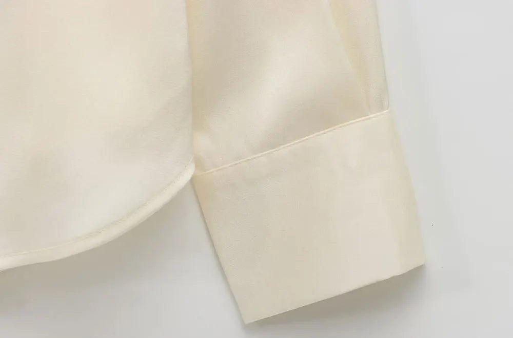 Long Sleeve Lapel Collar Blouse for Women with Fashion Gold Buttons Chic Elegant Office Shirt