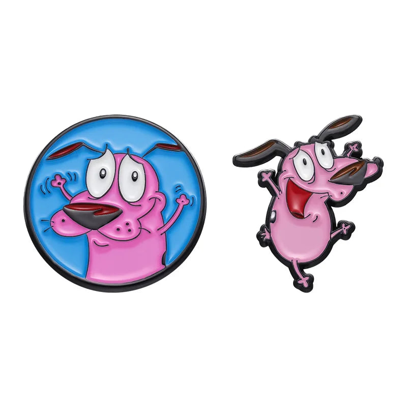 Cute Cartoon Pink Dog Enamel Pins Brooches Fashion Jewelry Accessories Gift for Kids and Friends