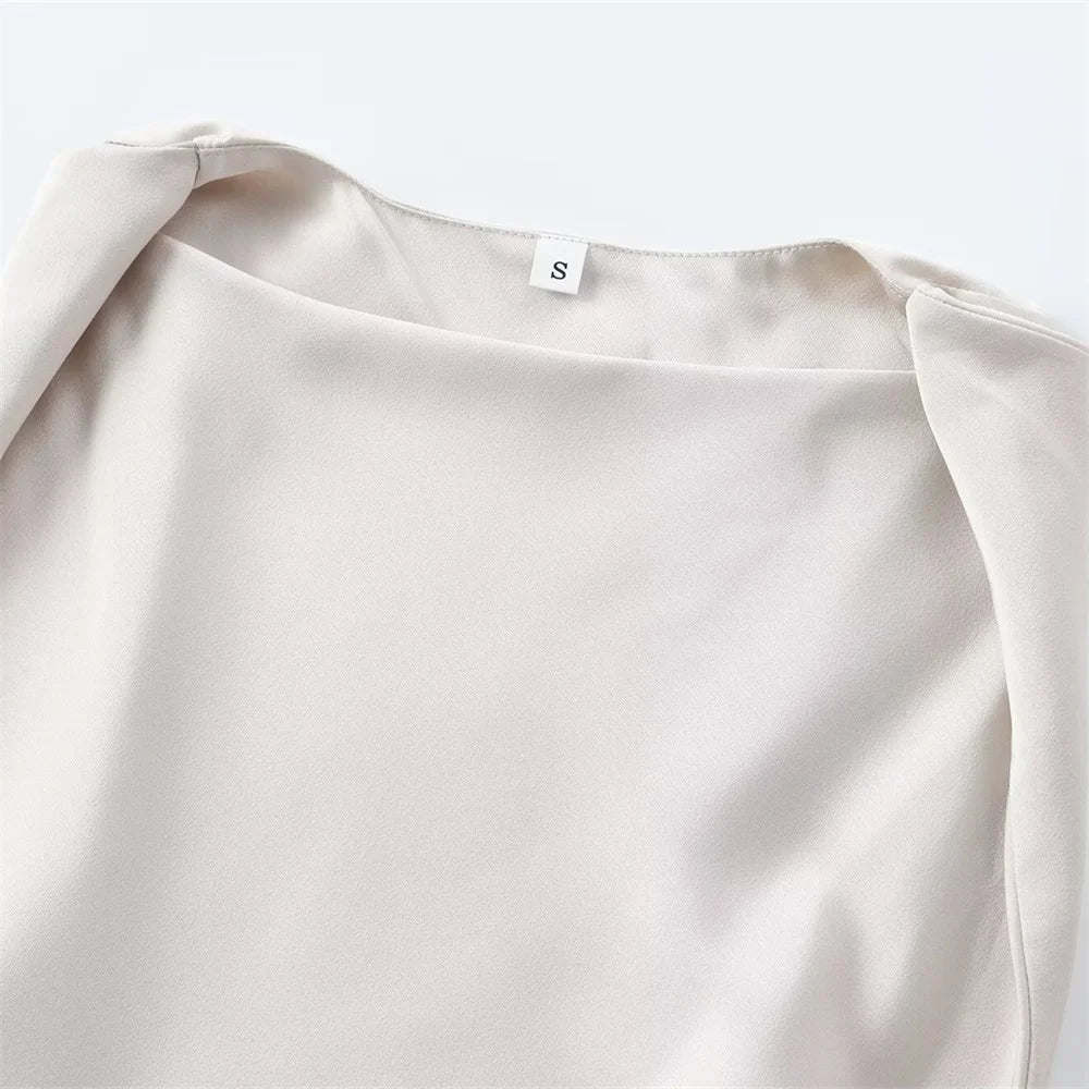 Silk Sleeveless Midi Dress Slim Fit For Office Wear