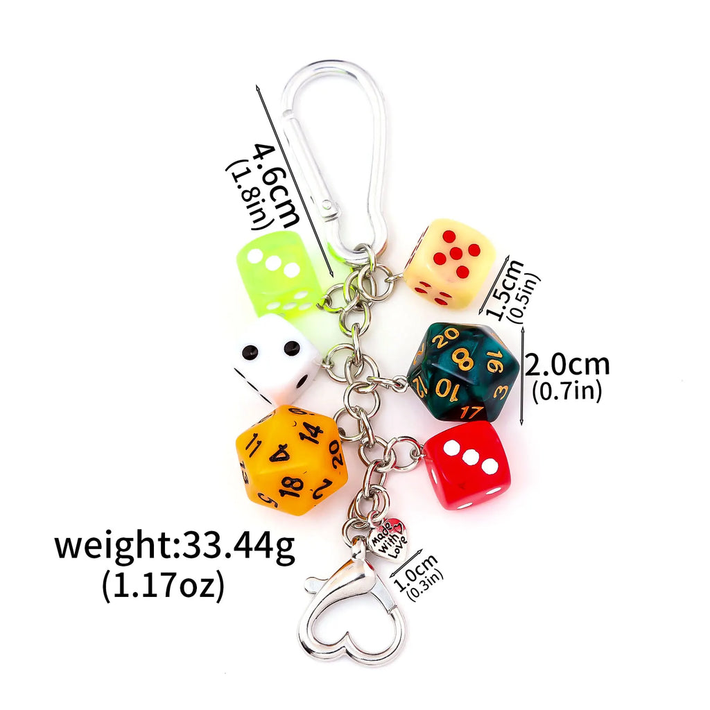 Black Dice Billiards Keychain Hiphop Lucky Dice Pendant Bag Charm Punk Jewelry Accessories