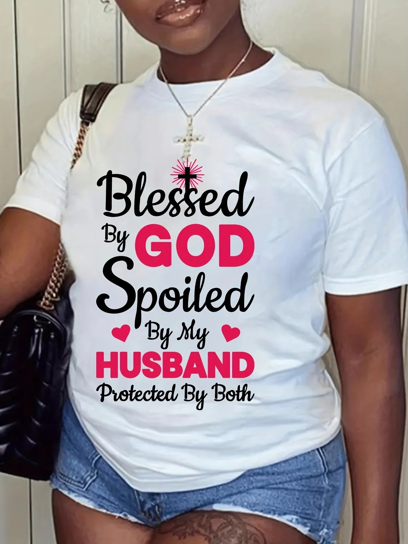 Women's Casual Summer T-Shirt with Letter Print and Comfortable Round Neck