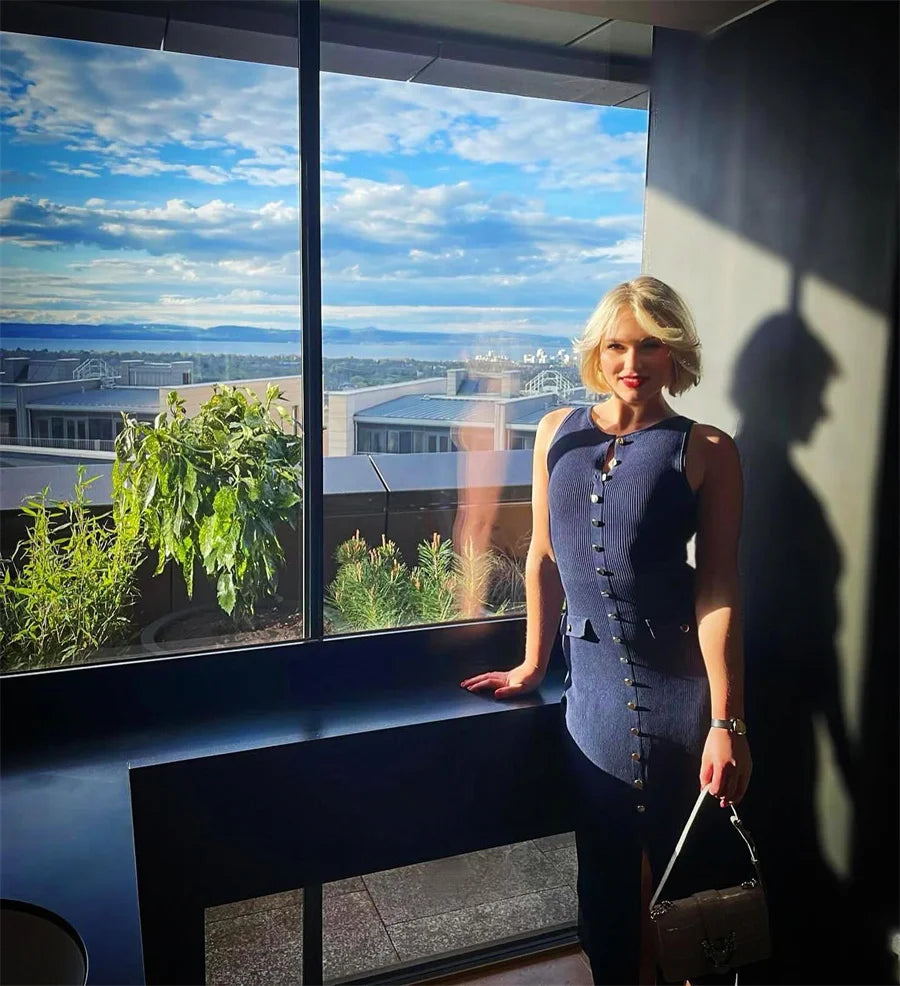 Elegant Knitted Long Summer Dress With O Neck Sleeveless