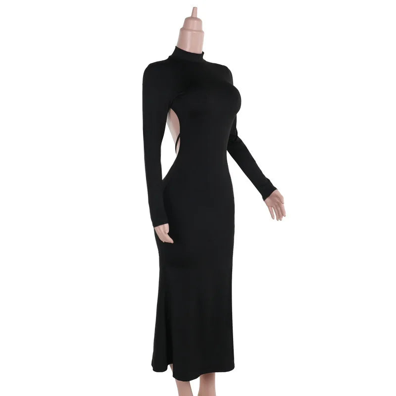 Backless Black Maxi Dress for Evening Party Women Chic