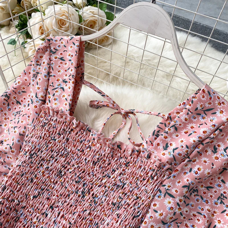 Floral Print Maxi Dress For Women Elastic Waist A Line