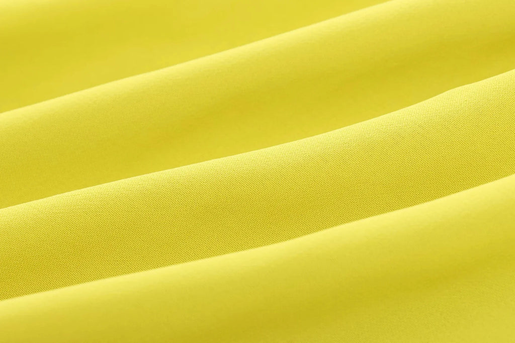 Yellow Chiffon Loose Fit Long Sleeve Shirt for Women with Bow Tie and Button Detail Casual Office Blouse