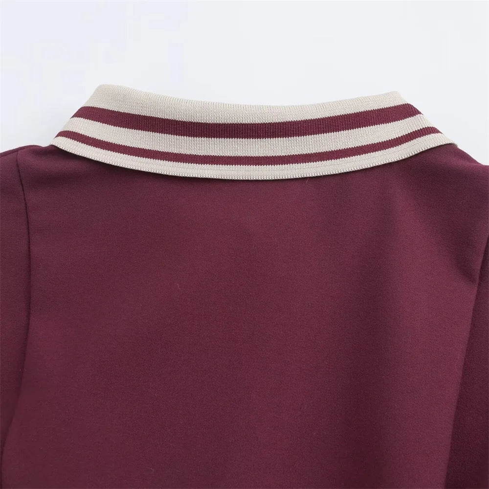 Womens Slimming Mini Dress With Flip Collar And Button