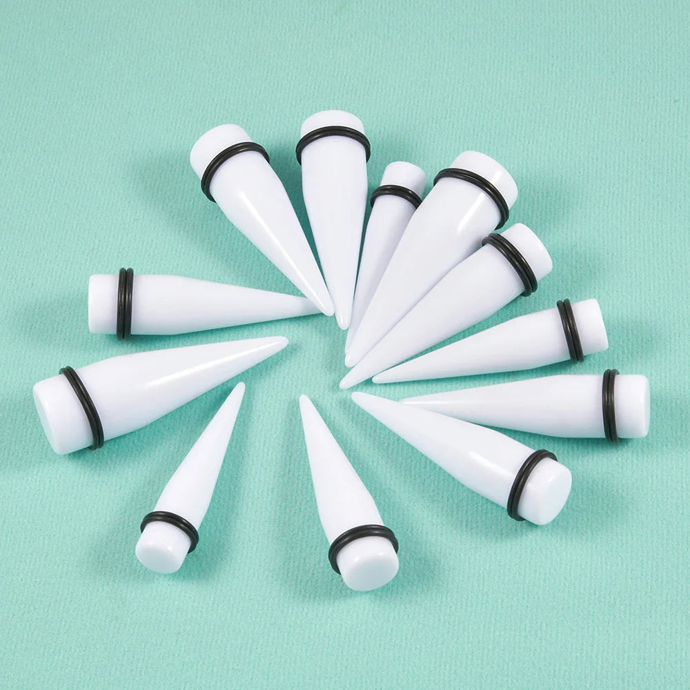 Black and White Acrylic Spiral Ear Stretcher Taper Piercing Expander Plugs 12mm to 24mm