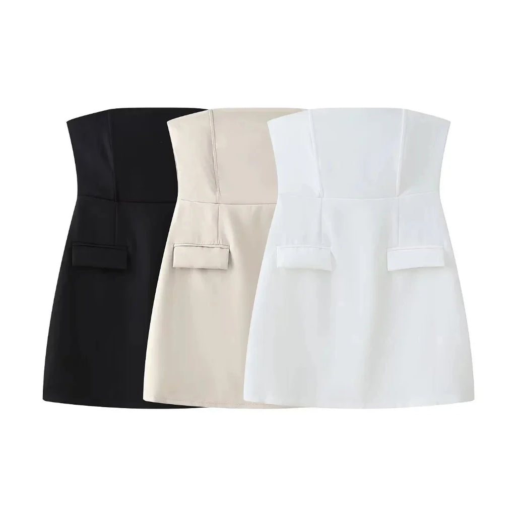 Sexy Strapless Mini Skirt For Women Solid Color Summer