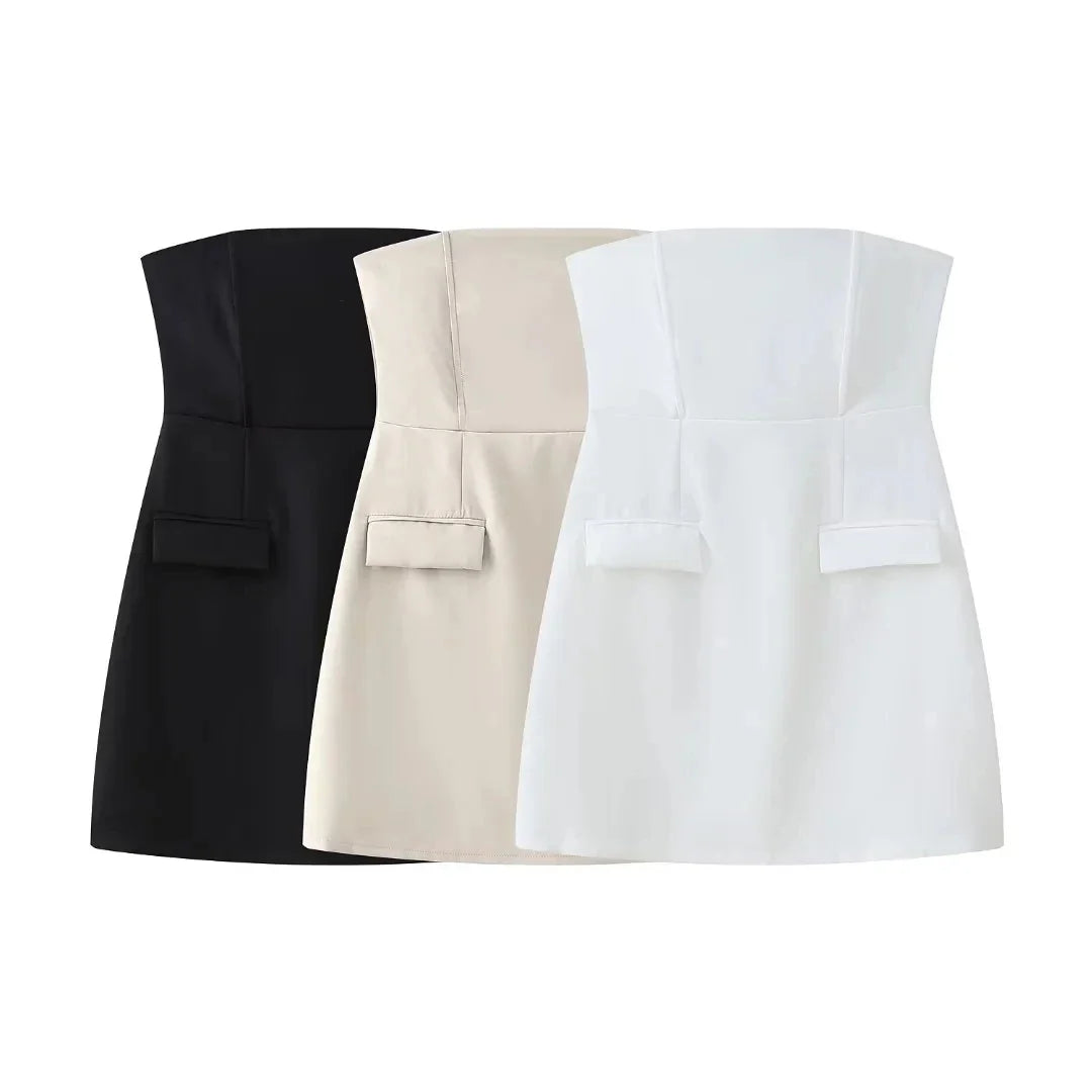 Sexy Strapless Mini Skirt For Women Solid Color Summer