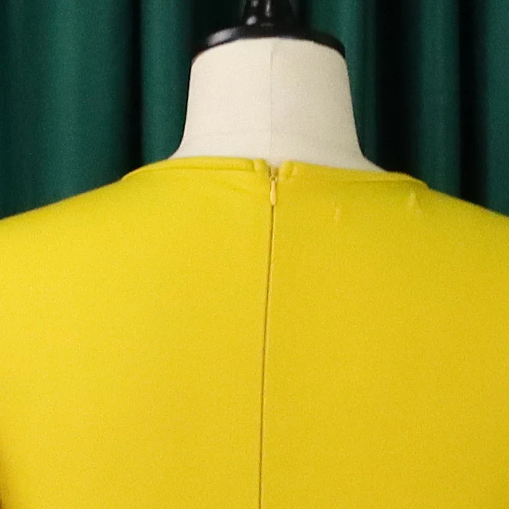 Elegant Womens Belted Round Neck Ruffle Sleeve Midi Dress