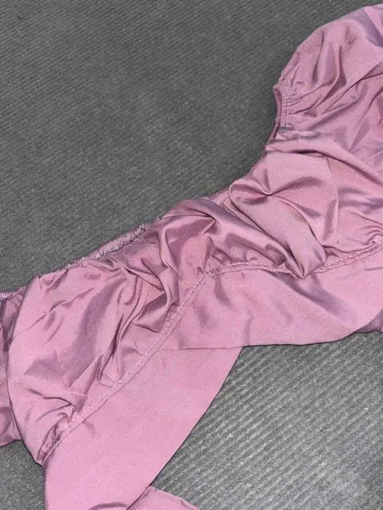 Women's Butterfly Tie One Shoulder Monochromatic Top with Sweet Back Tie and Short Sleeves