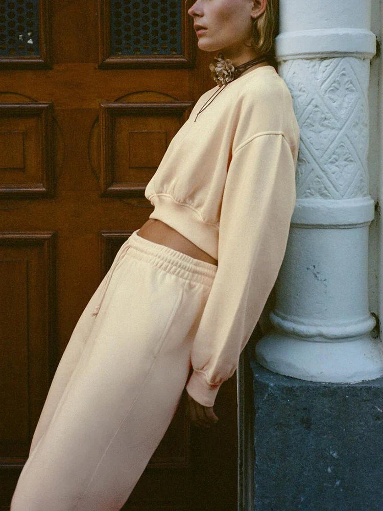 Women's Casual Sweater Pants Suit for Fall and Winter Elegant Sportswear Set