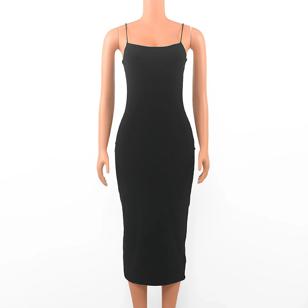 Black Backless Sleeveless Bodycon Dress For Parties