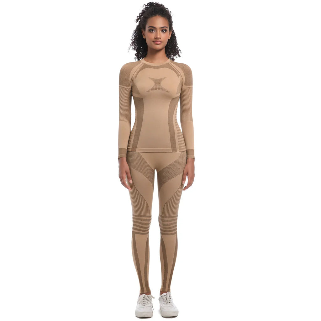 Women Thermal Skiwear Set Yoga and Fitness Workout Suit for Skiing Snowboarding Running and Exercise
