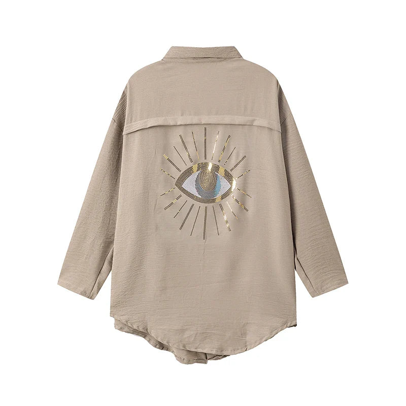 Women's Casual Cotton Linen Lapel Long Sleeve Shirt Autumn Winter Fashion Tunic