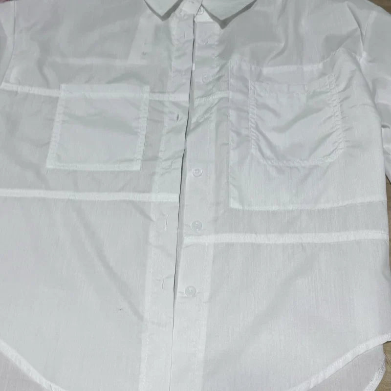 Cotton White Women's Loose Fit Shirt Casual Long Sleeve Blouse Elegant Office Top Comfortable Autumn Wear