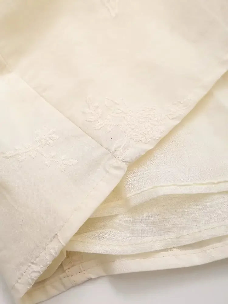 Floral Embroidery Bow Slip Mini Dress With Spaghetti Straps