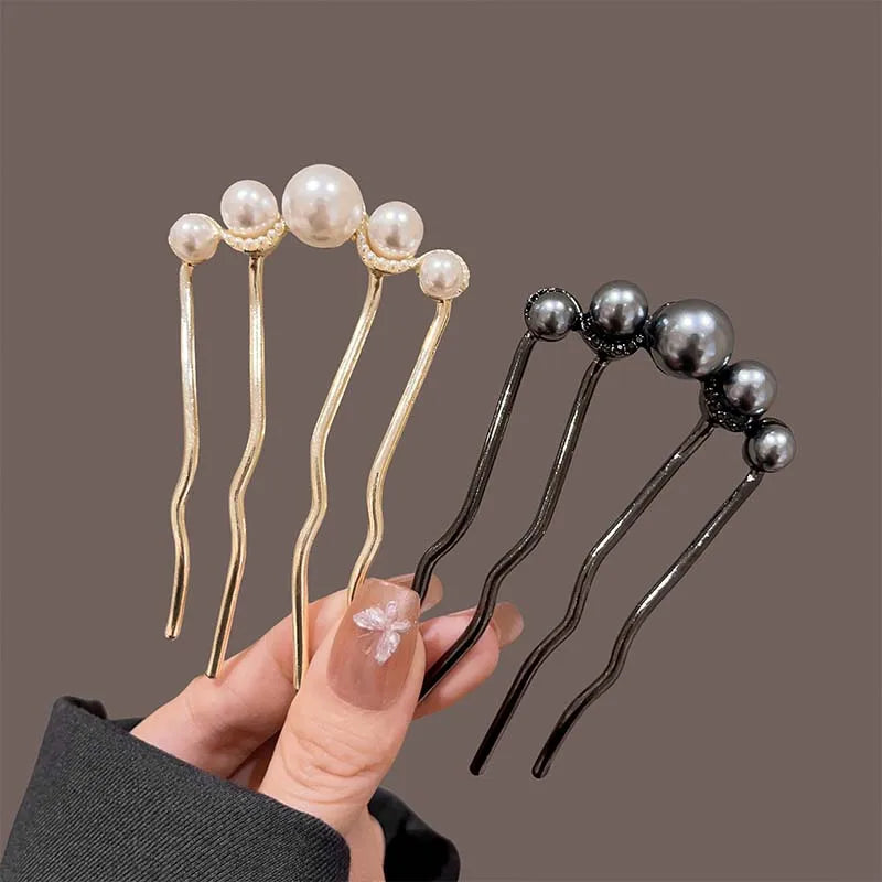 Korean U Shaped Pearl Hairpins for Women Elegant Vintage Hair Clips and Styling Tools
