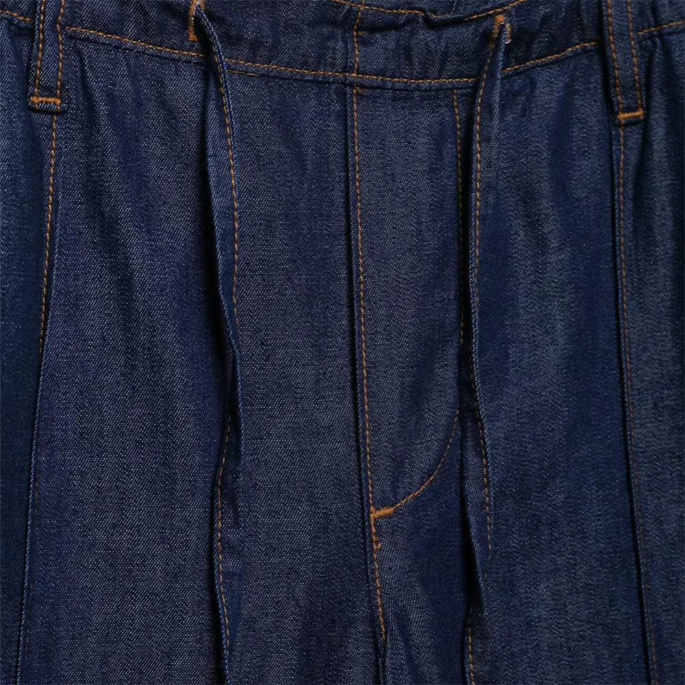 Women's Loose Denim Shirt and High Waist Wide Leg Jeans Set for Casual Spring and Summer Outfits