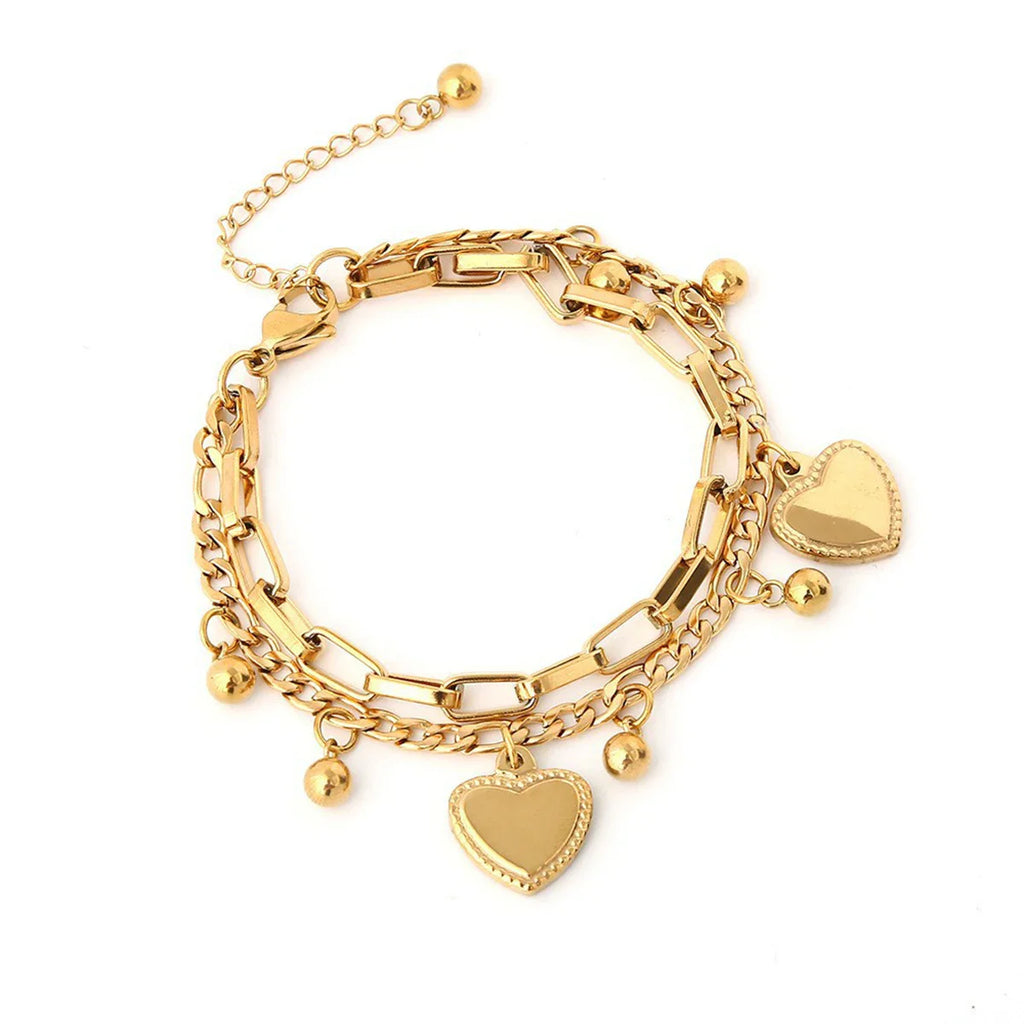 Women's Multi Layered Steel Ball Love Bracelet for Travel, Date, Party and Festival Gifts
