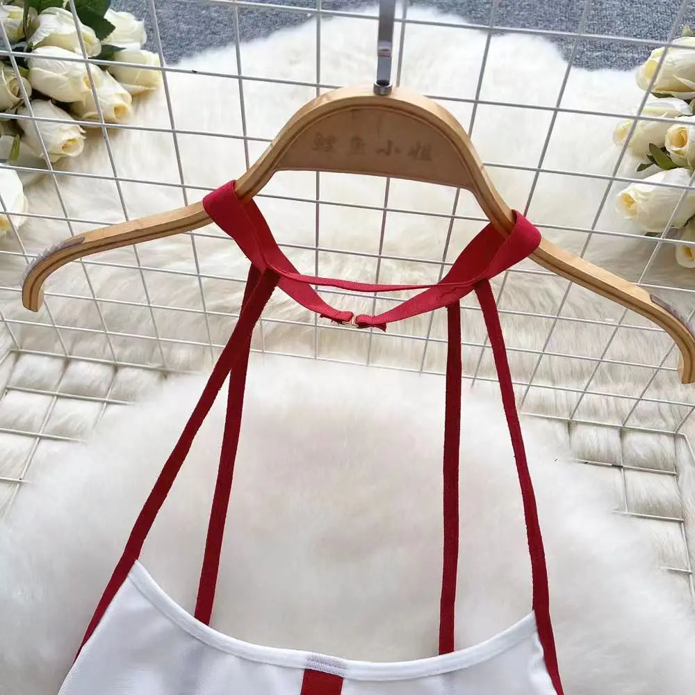 Sexy Nurse Costume Role Play Dress Pleated Sleeveless