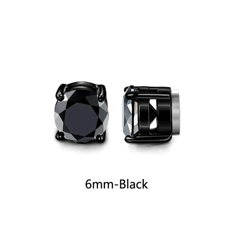 Crystal Magnetic Ear Stud Clip Earrings for Men and Women Non Piercing Punk Round Zircon Jewelry