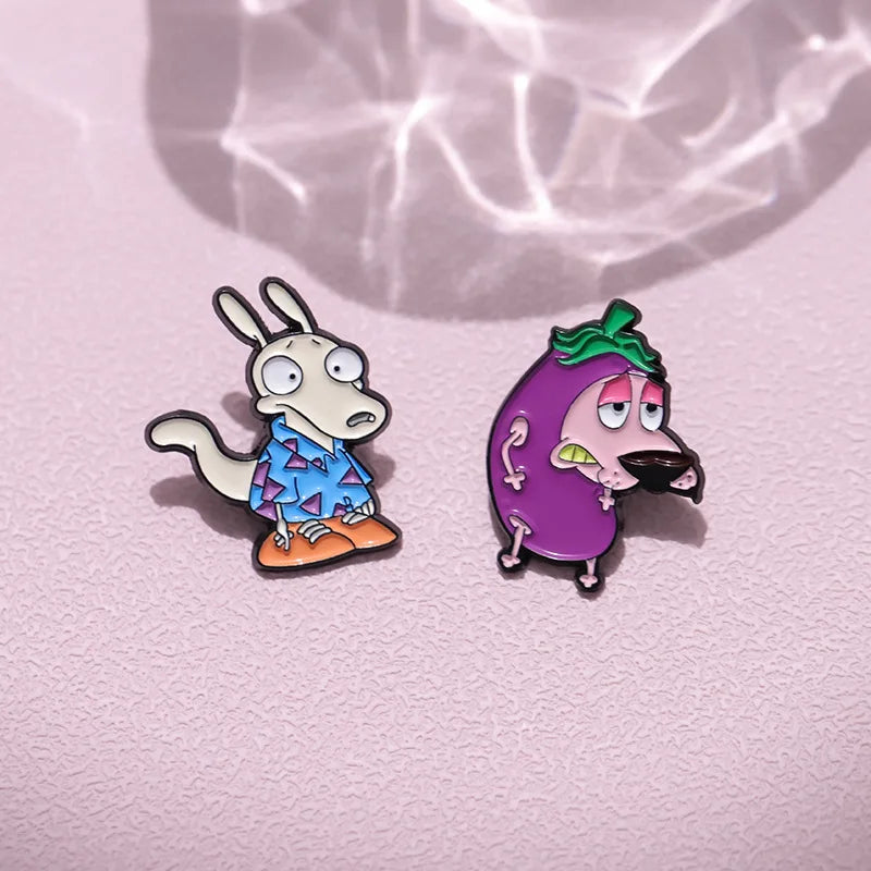 Cute Cartoon Pink Dog Enamel Pins Brooches Fashion Jewelry Accessories Gift for Kids and Friends