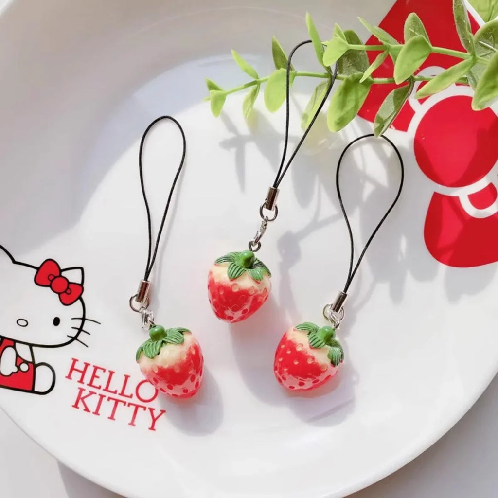 Acrylic Fruit Keychain Adorable Tomato and Strawberry Bag Pendant