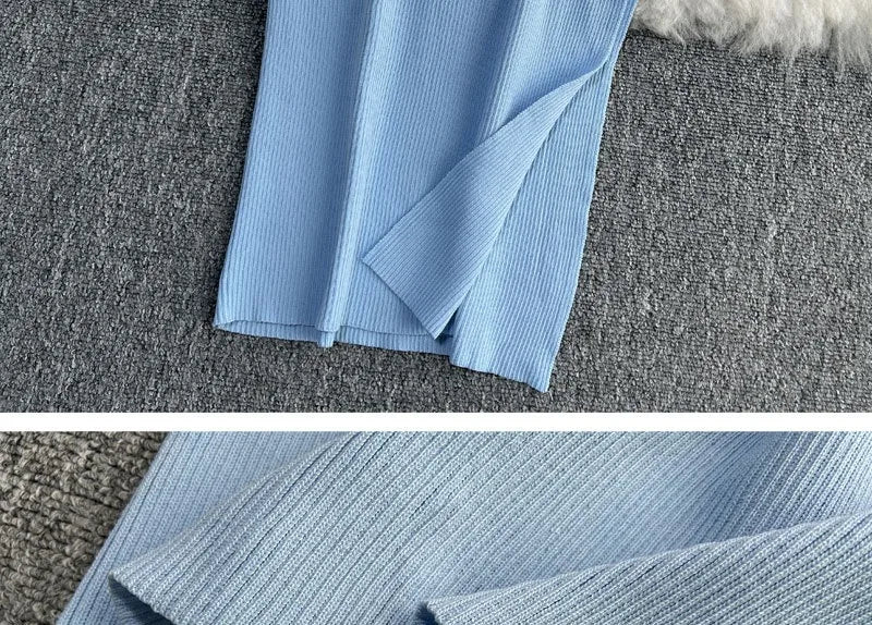 Knot Hollow Out Waist Knitted Bodycon Maxi Dress For Women