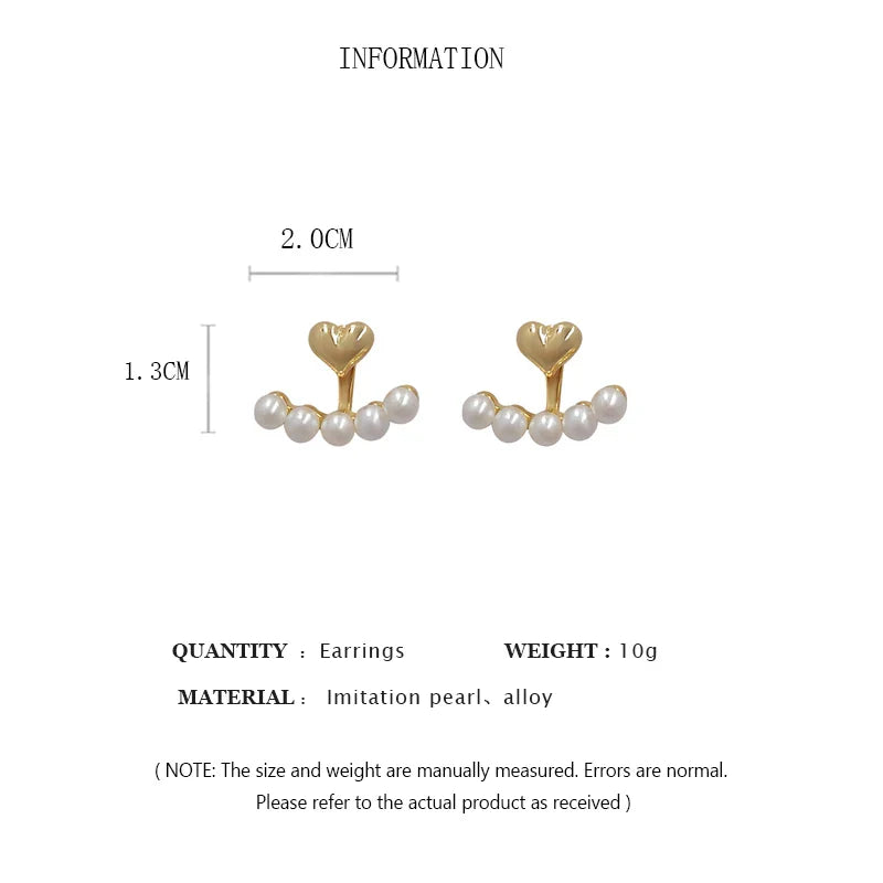 Light Luxury Imitation Pearl Heart Shaped Stud Earrings for Women Perfect for Weddings and Parties