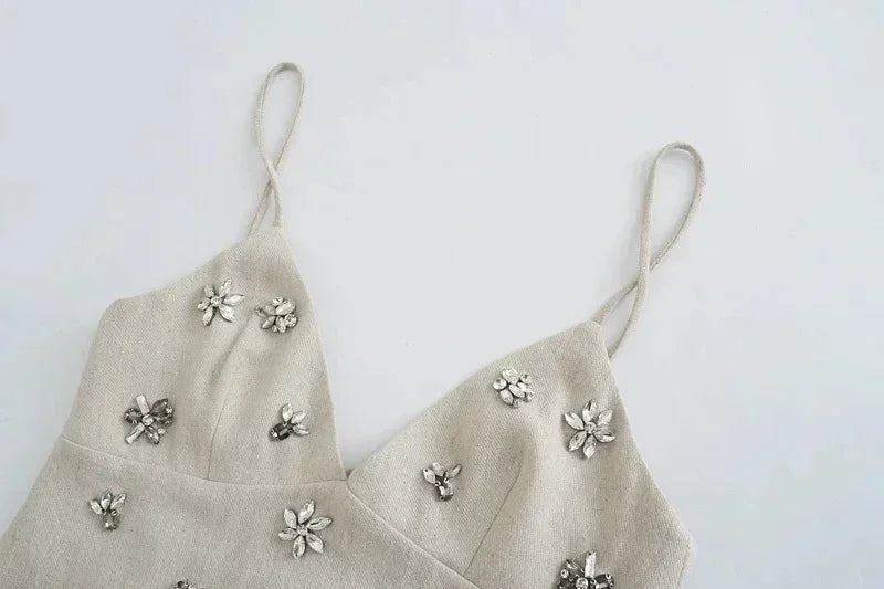 Chic Womens Sleeveless Mini Dress Vintage Thin Straps