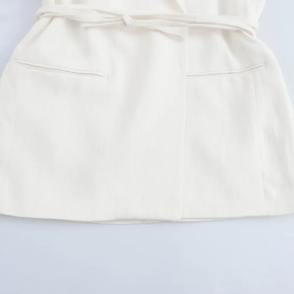 Women's Casual Chic Blended Suit Jacket and Straight Trousers Set for Spring and Summer