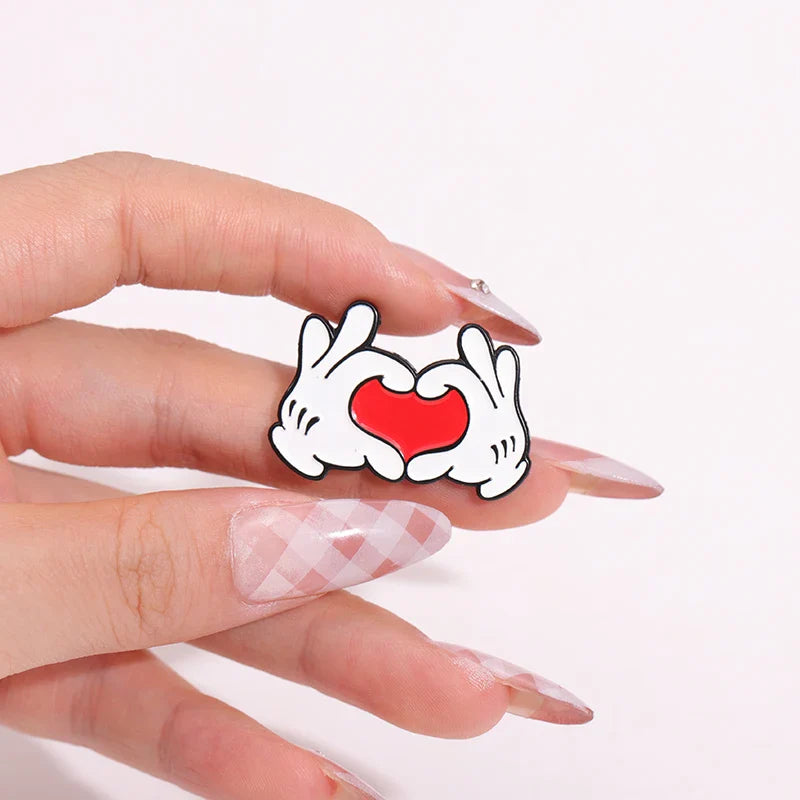 Cartoon Finger Gesture Love You Brooch Enamel Pin Unique Metal Decoration for Backpack and Lapel Badge Gift for Friends