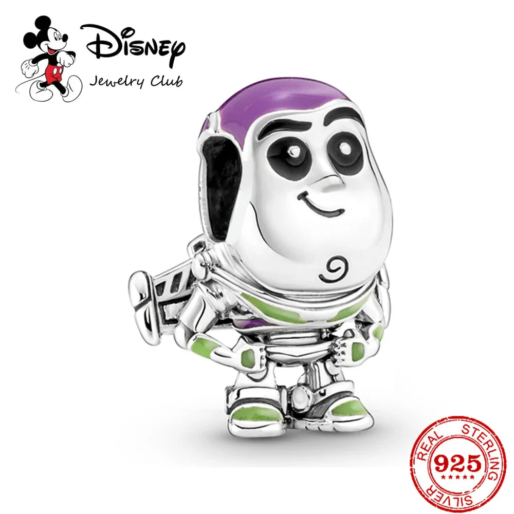 925 Sterling Silver Mickey Minnie Charm Beaded Fit Snake Bracelet DIY Ladies Jewelry