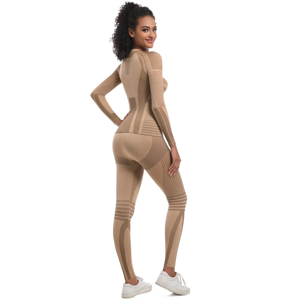 Women Thermal Skiwear Set Yoga and Fitness Workout Suit for Skiing Snowboarding Running and Exercise