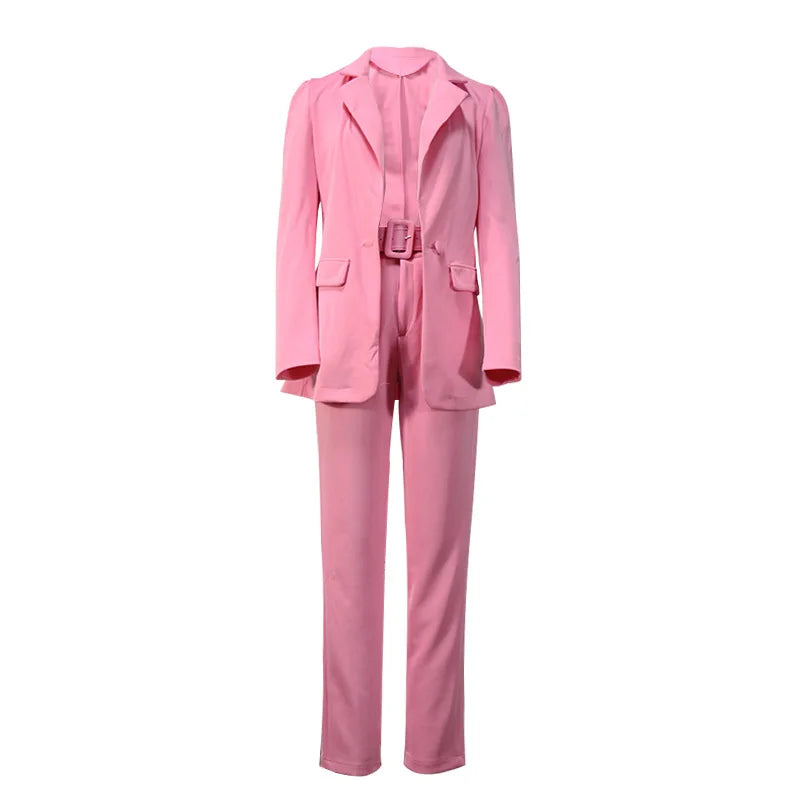 Bamboo Casual Blazer and Pencil Pants Set for Women