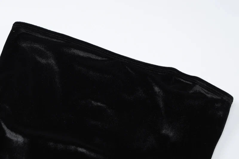 Velvet Strapless Maxi Dress for Women Elegant Clubwear