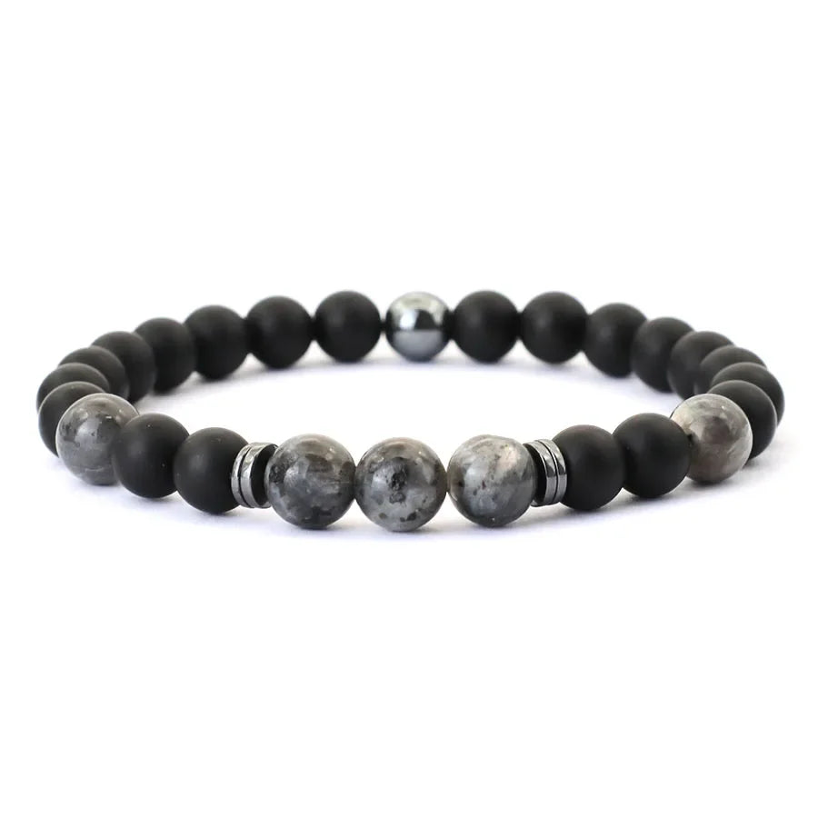 Handmade Men's Natural Stone Bracelet with 8mm Onyx and Tiger Eye Beads for Healing and Style