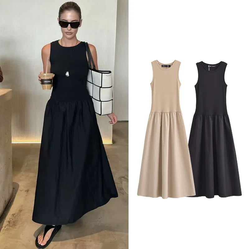 Chic Slim O Neck Womens Summer Dress Elegant Long Style