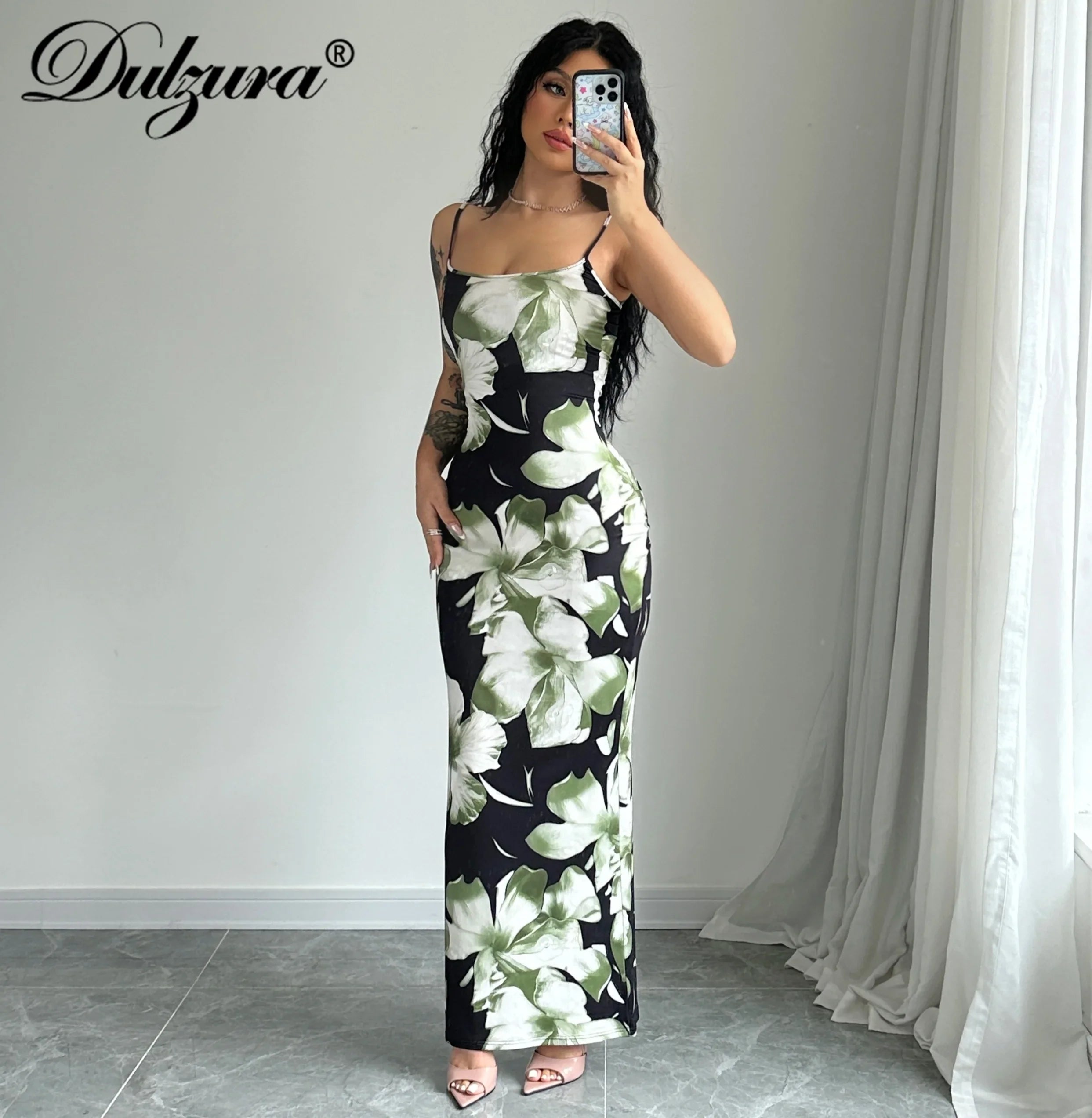 Floral Print Sexy Sleeveless Maxi Dress for Party Vacation