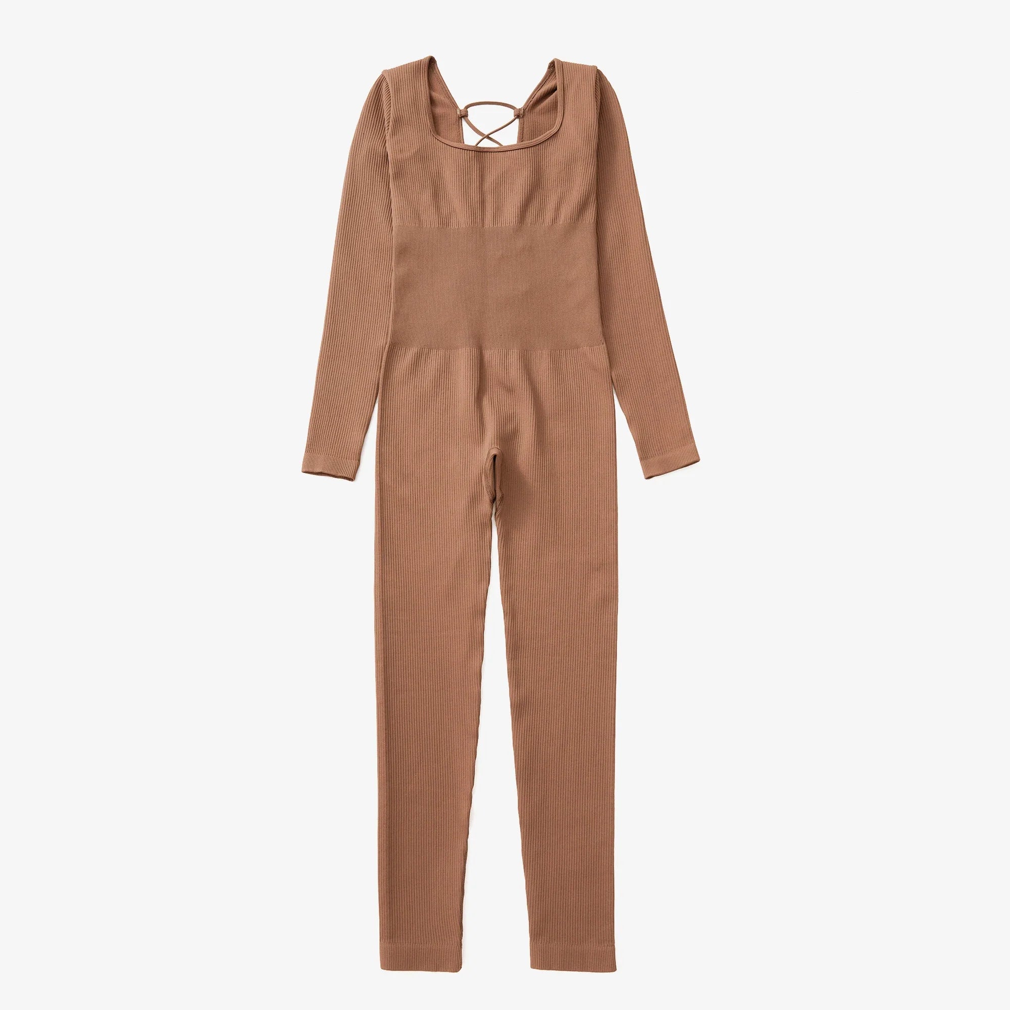 Bodycon Slim Fit Zipper Jumpsuit for Women Casual Brown Fitness Romper Streetwear Playsuit Overall