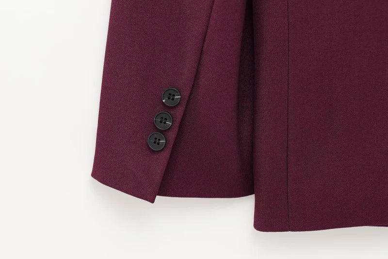 Women's Spring Casual Suit Set with Double Front Loose Jacket and High Waist Double Pleated Trousers