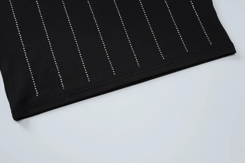 Sequined Bodycon Black Midi Dress Turtleneck Long Sleeve