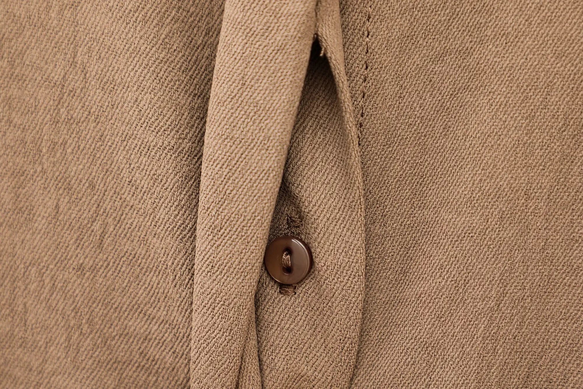 Fashion Women's Casual Pants Set with Solid Khaki Drawstring Waist Blouse and Elastic Waist Baggy Pants