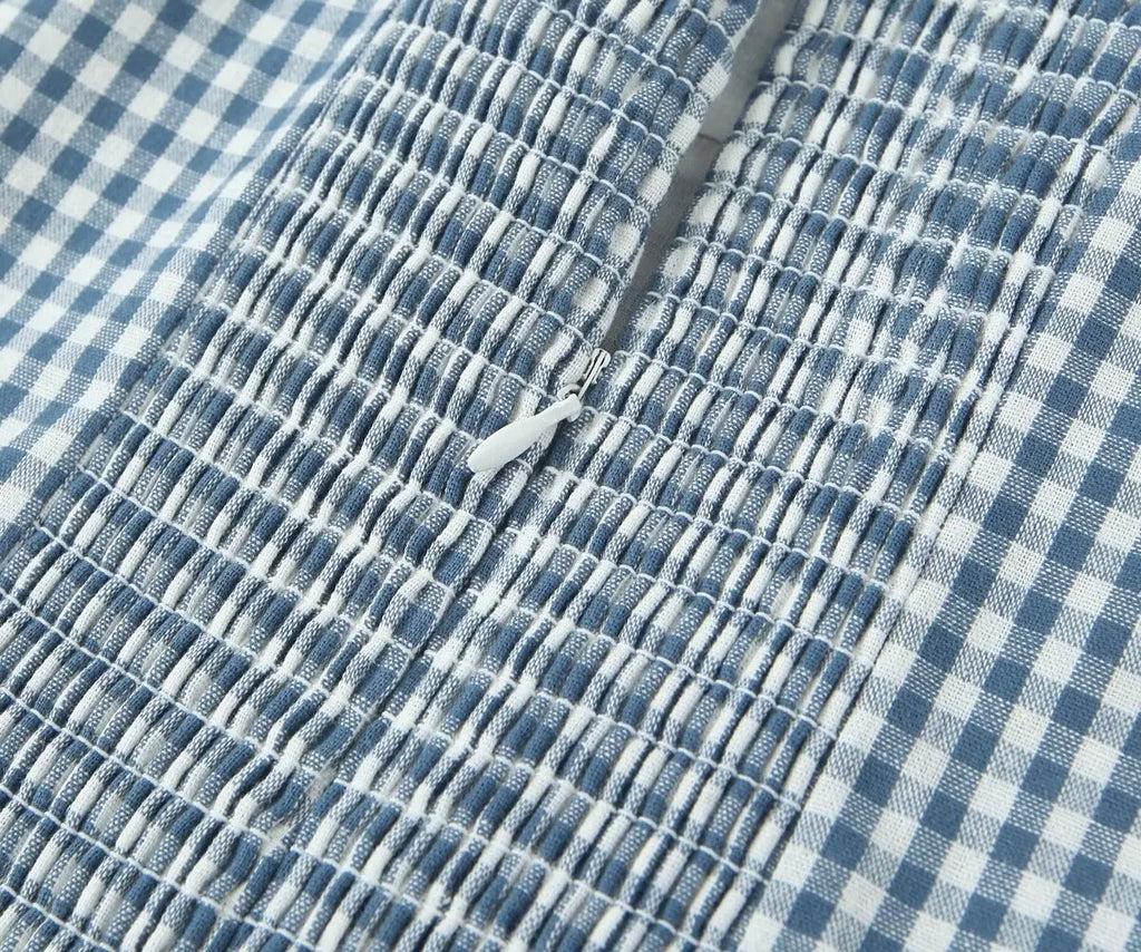 Waist Slimming Suspender Dress With Plaid Skirt Summer