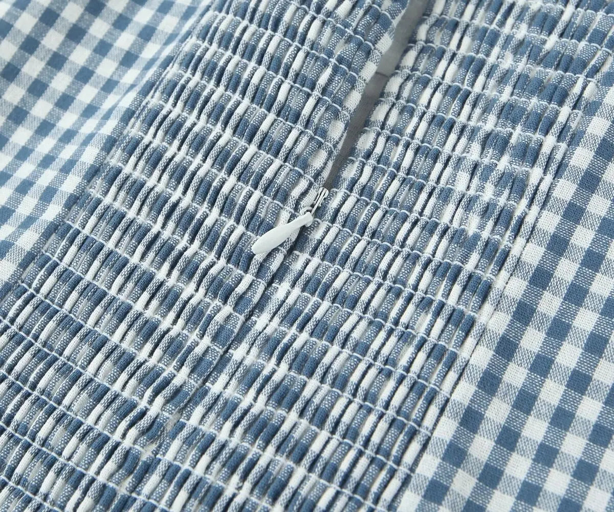 Waist Slimming Suspender Dress With Plaid Skirt Summer