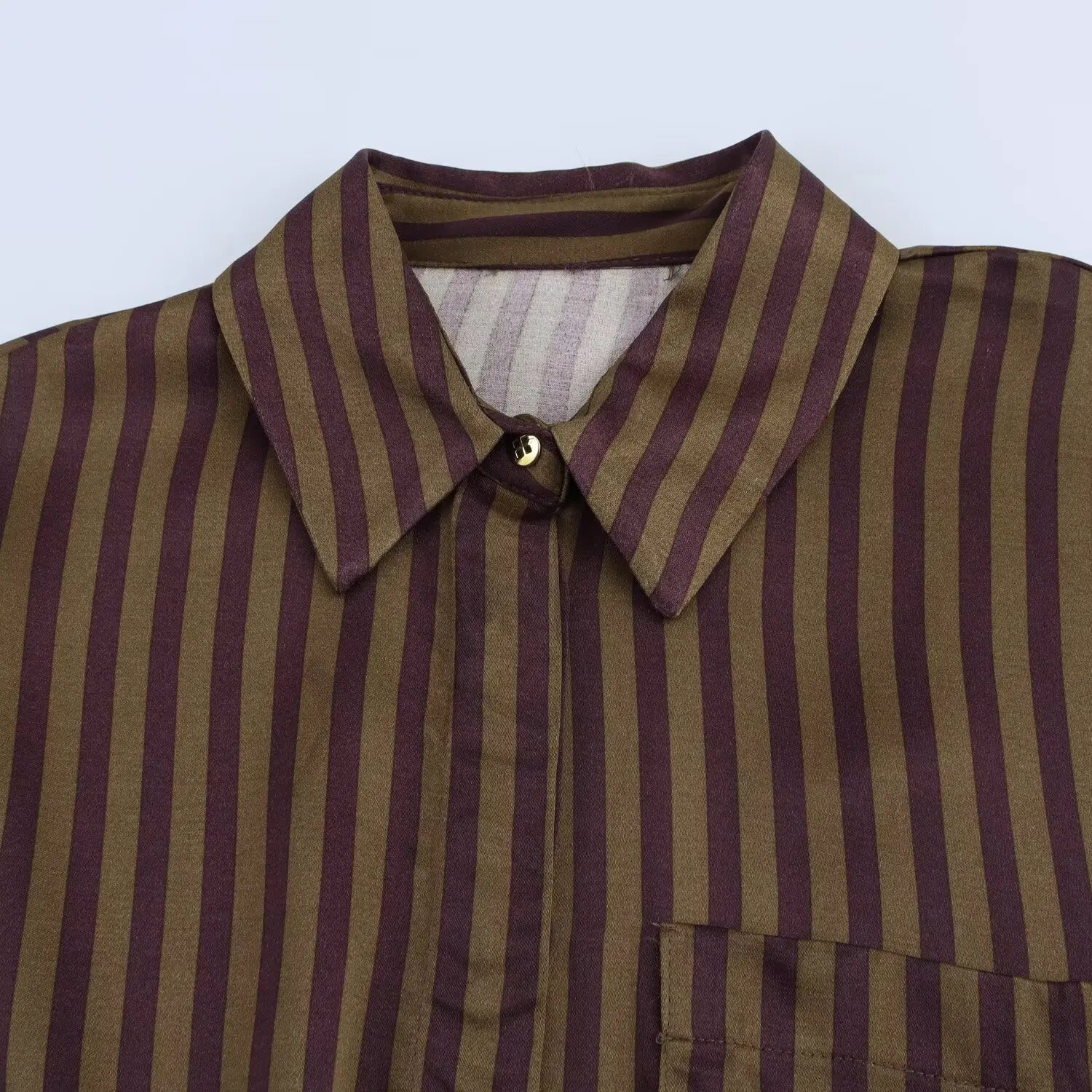 Women's Striped Long Sleeve Shirt with Collar and Striped Casual Pants for Spring Fashion